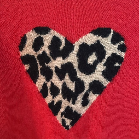 Catherine Malandrino Cashmere Leopard Heart Sweater - Picture 2 of 4